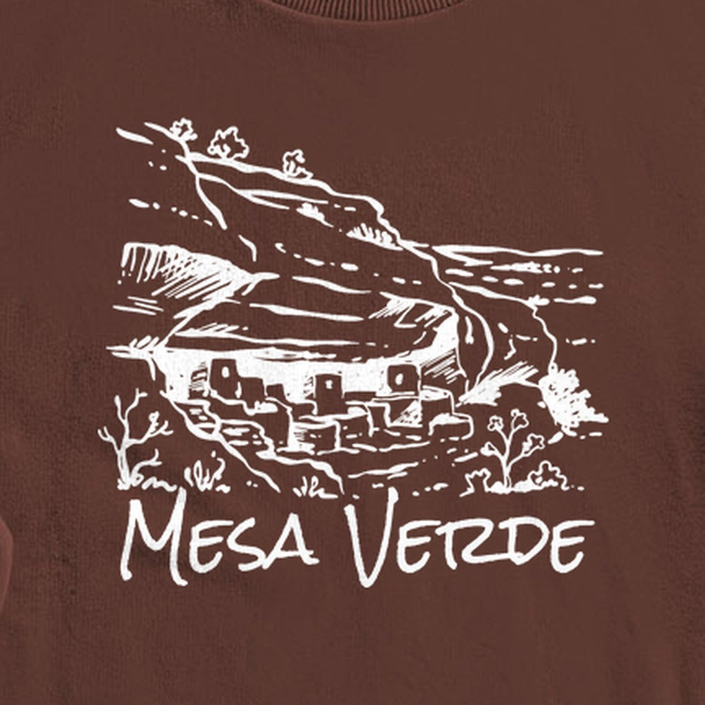 Mesa Verde National Park Line Drawing Crewneck Sweatshirt