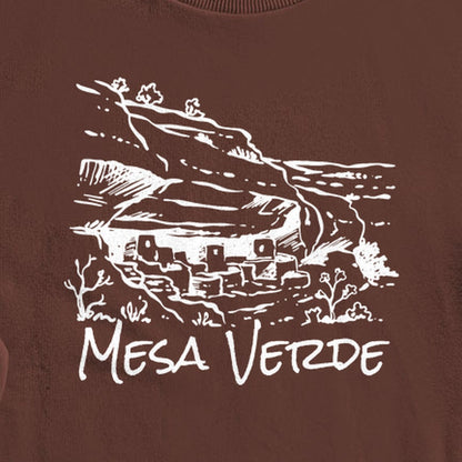 Mesa Verde National Park Line Drawing Crewneck Sweatshirt