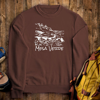 Mesa Verde National Park Line Drawing Crewneck Sweatshirt