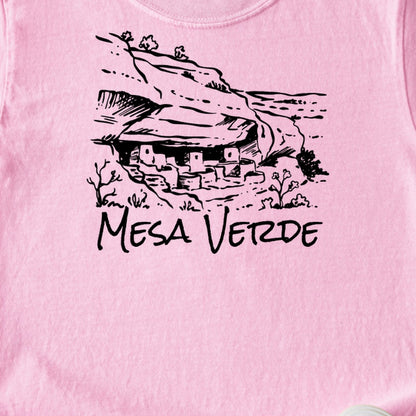 Mesa Verde National Park Line Drawing Kids Cotton T-Shirt