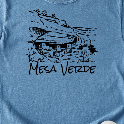 Mesa Verde National Park Line Drawing Kids Cotton T-Shirt