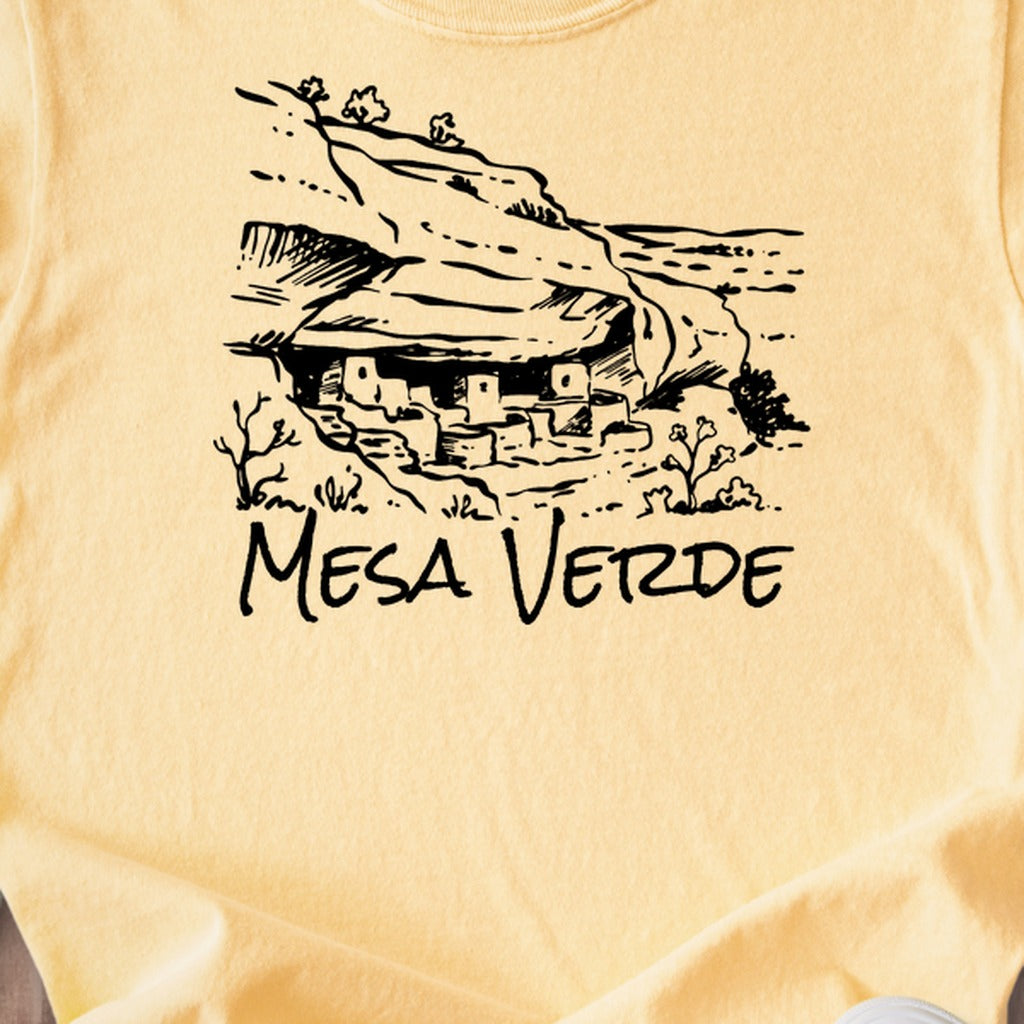 Mesa Verde National Park Line Drawing Kids Cotton T-Shirt