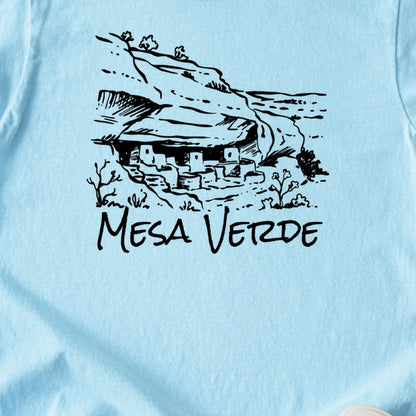 Mesa Verde National Park Line Drawing Kids Cotton T-Shirt