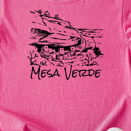 Mesa Verde National Park Line Drawing Kids Cotton T-Shirt