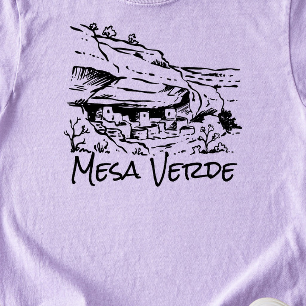 Mesa Verde National Park Line Drawing Kids Cotton T-Shirt