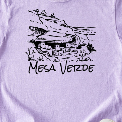 Mesa Verde National Park Line Drawing Kids Cotton T-Shirt