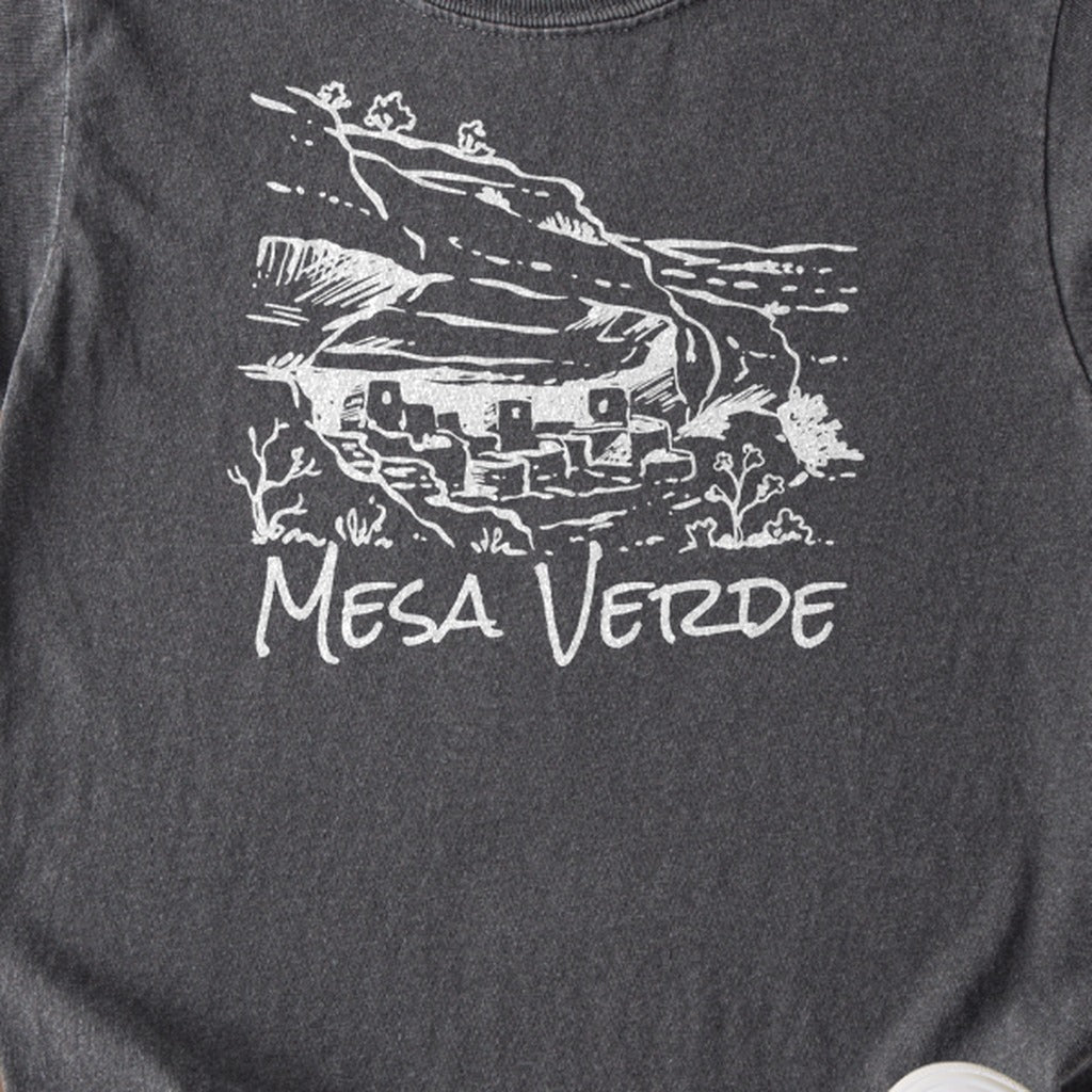 Mesa Verde National Park Line Drawing Kids Cotton T-Shirt