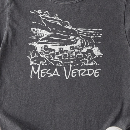 Mesa Verde National Park Line Drawing Kids Cotton T-Shirt