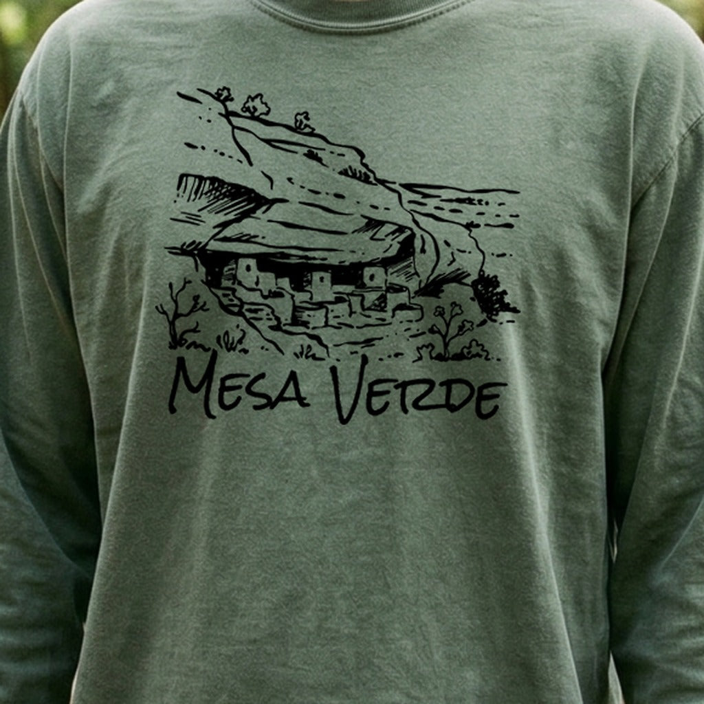 Mesa Verde National Park Line Drawing Premium Long Sleeve