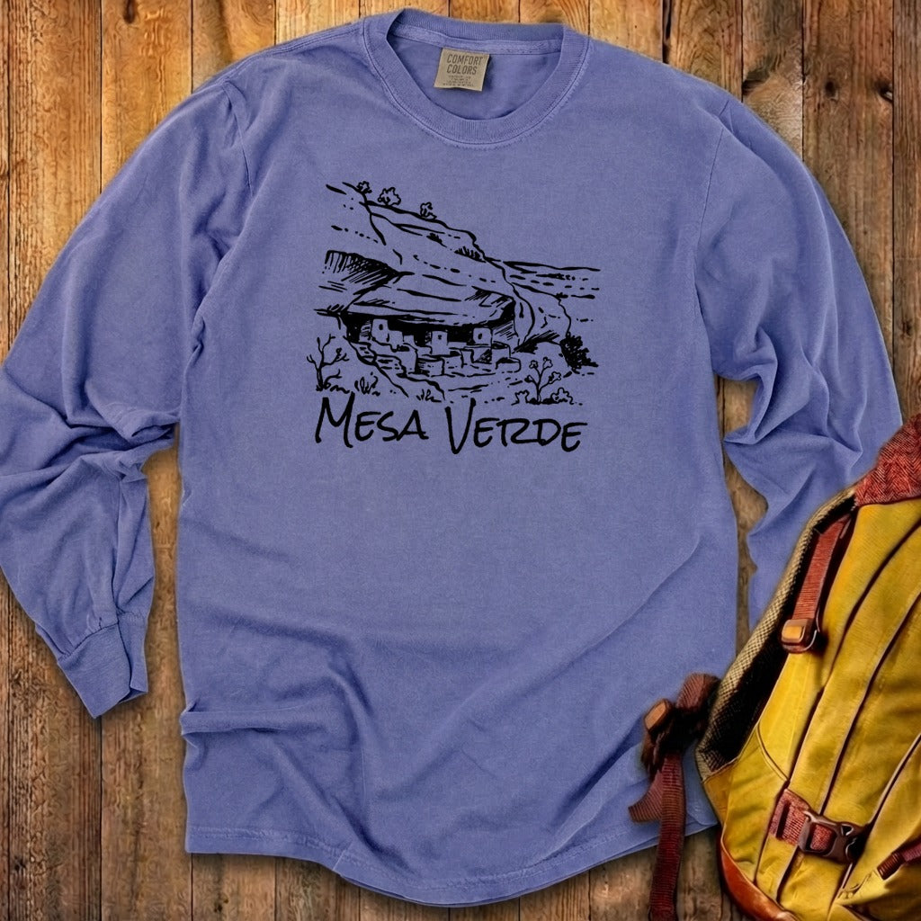 Mesa Verde National Park Line Drawing Premium Long Sleeve