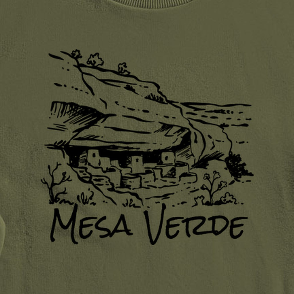 Mesa Verde National Park Line Drawing Crewneck Sweatshirt