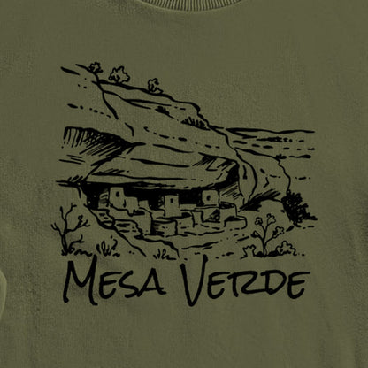 Mesa Verde National Park Line Drawing Crewneck Sweatshirt