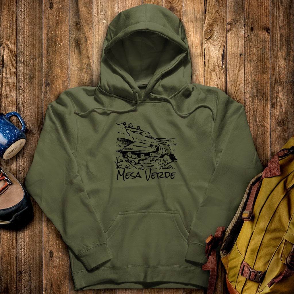 Mesa Verde National Park Line Drawing Hoodie