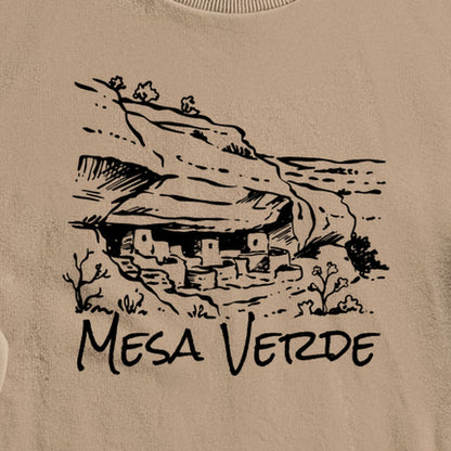 Mesa Verde National Park Line Drawing Crewneck Sweatshirt