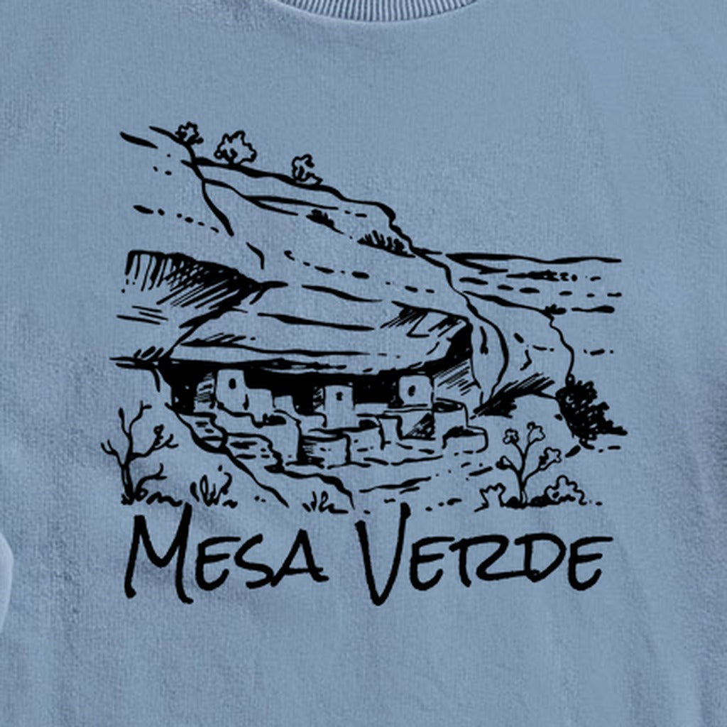 Mesa Verde National Park Line Drawing Crewneck Sweatshirt
