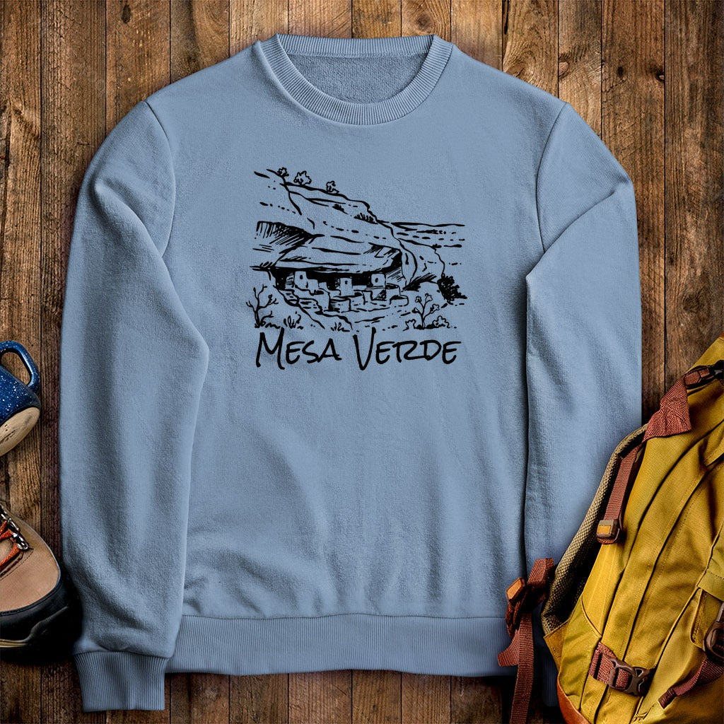 Mesa Verde National Park Line Drawing Crewneck Sweatshirt