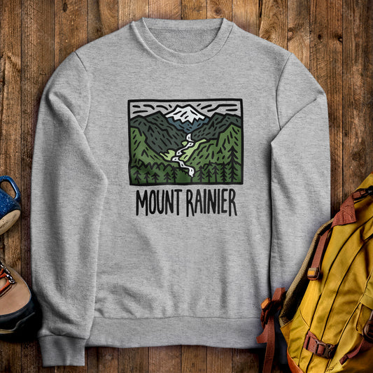 Mount Rainier National Park Crewneck Sweatshirt Sport Grey Adventure and Outdoors Themed Sweatshirt