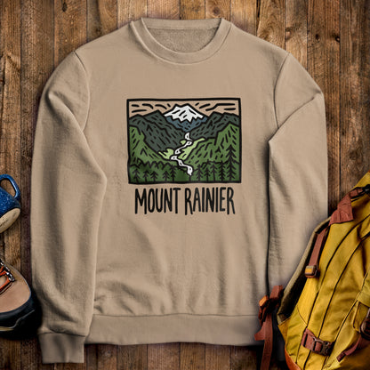 Mount Rainier National Park Crewneck Sweatshirt Sand Adventure and Outdoors Themed Sweatshirt