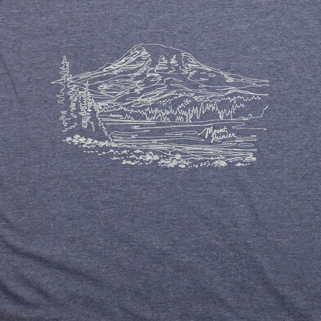 Mount Rainier Line Drawing T-Shirt