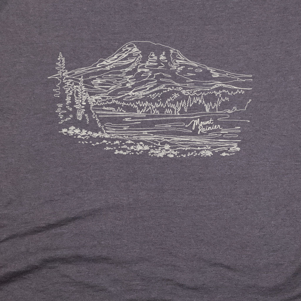 Mount Rainier Line Drawing T-Shirt