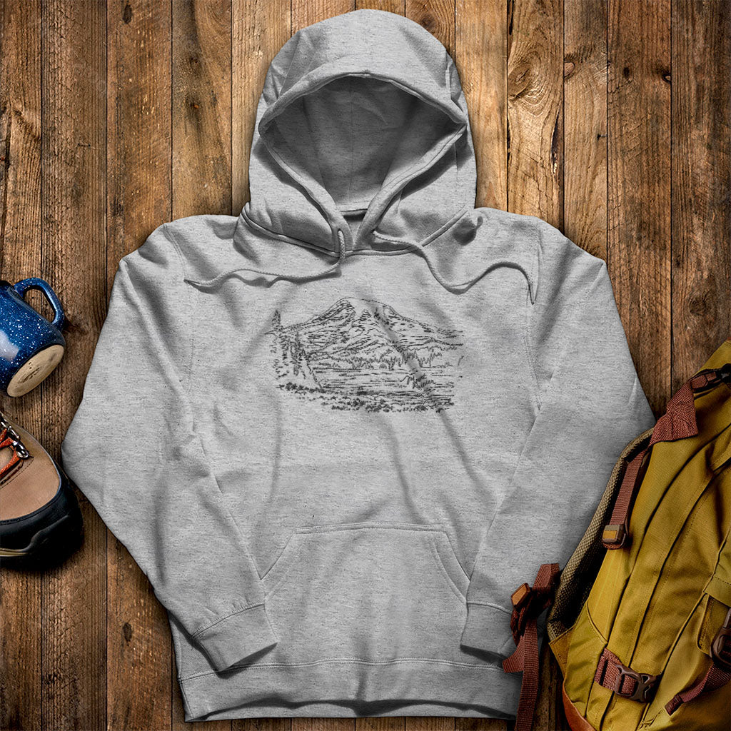 Mount Rainier Line Drawing Hoodie