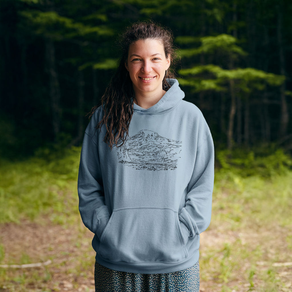 Mount Rainier Line Drawing Hoodie