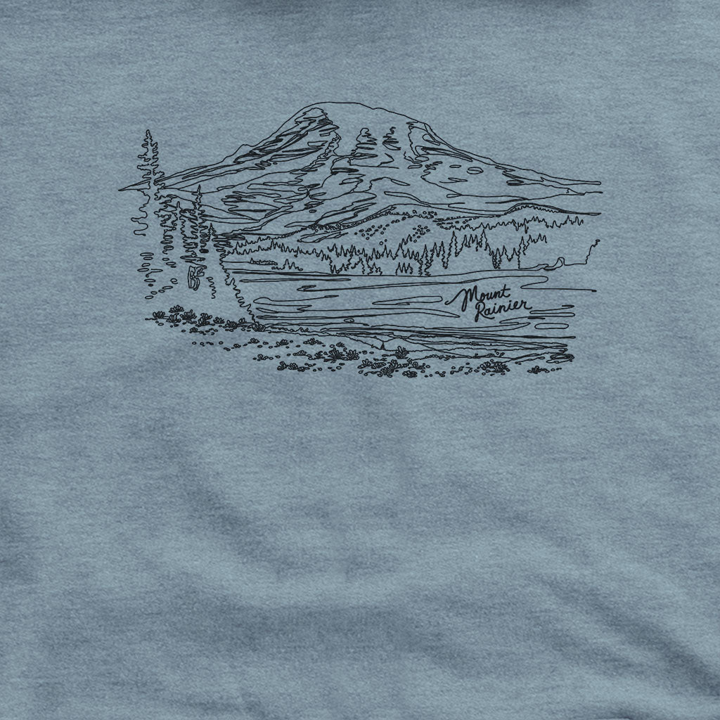 Mount Rainier Line Drawing Hoodie