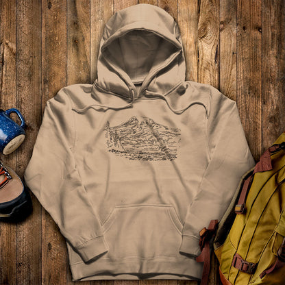Mount Rainier Line Drawing Hoodie