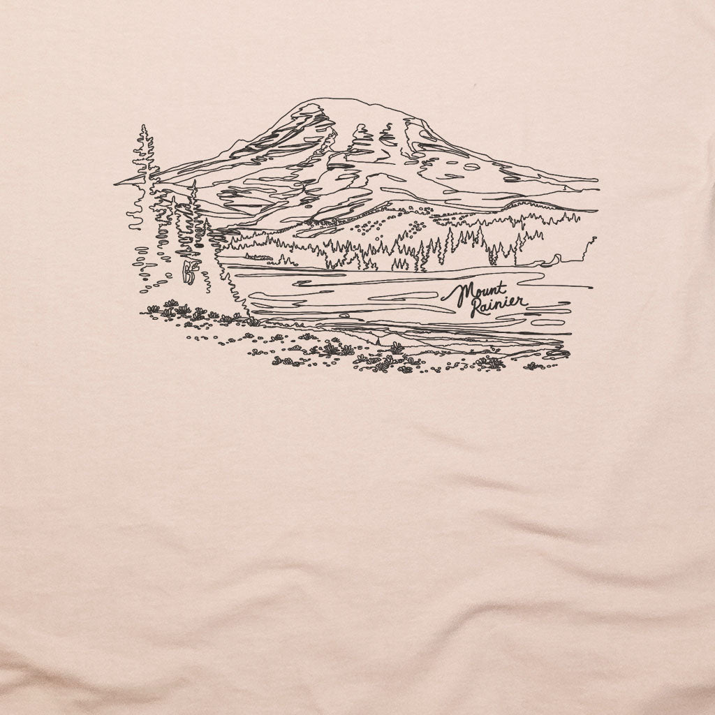 Mount Rainier Line Drawing T-Shirt