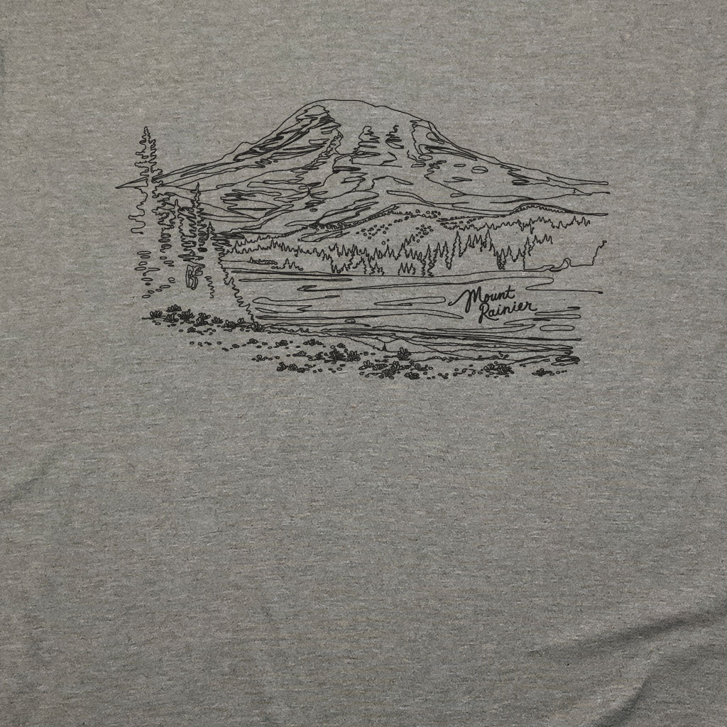 Mount Rainier Line Drawing T-Shirt