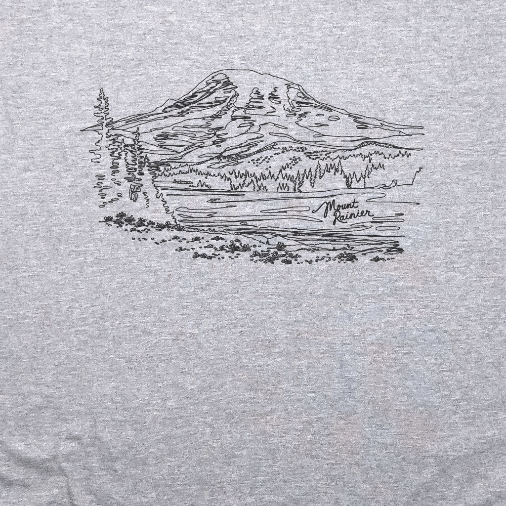 Mount Rainier Line Drawing T-Shirt