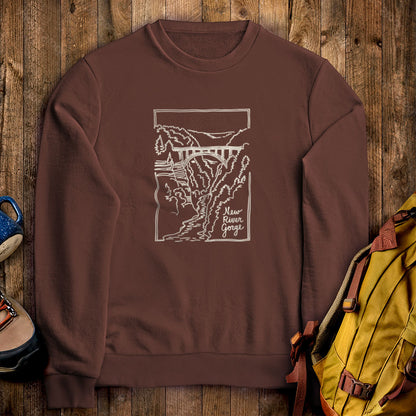 New River Gorge Line Drawing Crewneck Sweatshirt