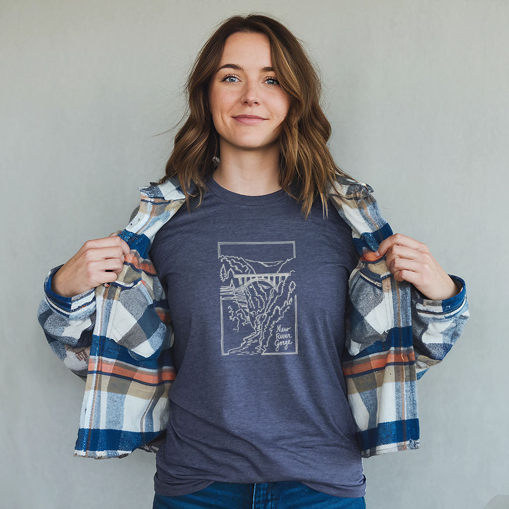 New River Gorge Line Drawing T-Shirt