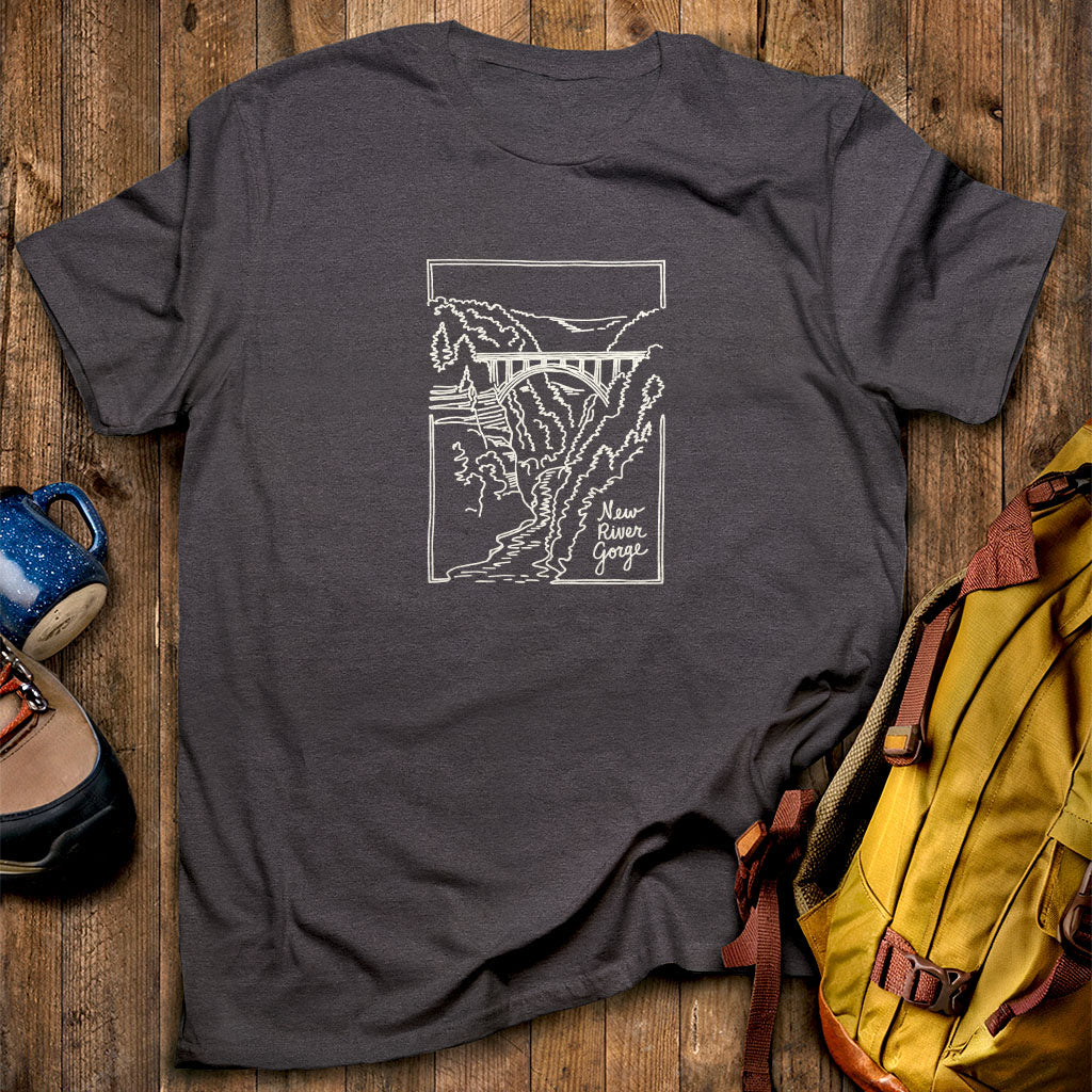 New River Gorge Line Drawing T-Shirt