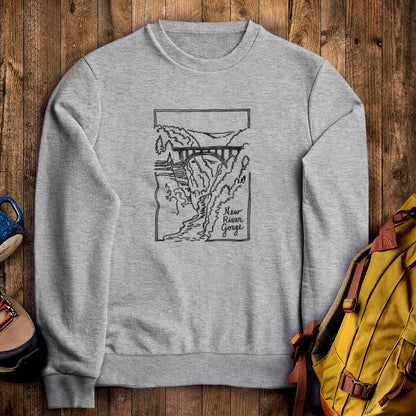 New River Gorge Line Drawing Crewneck Sweatshirt
