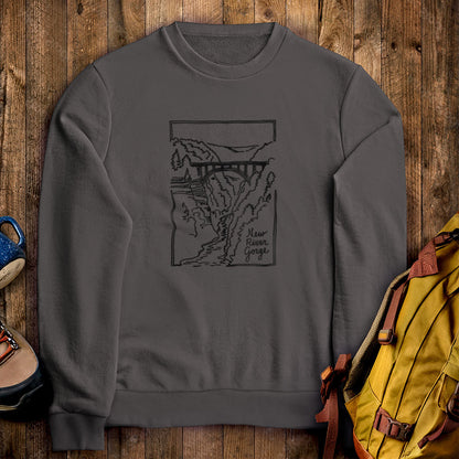 New River Gorge Line Drawing Crewneck Sweatshirt