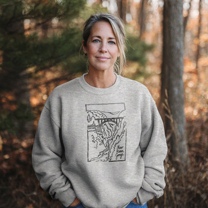 New River Gorge Line Drawing Crewneck Sweatshirt