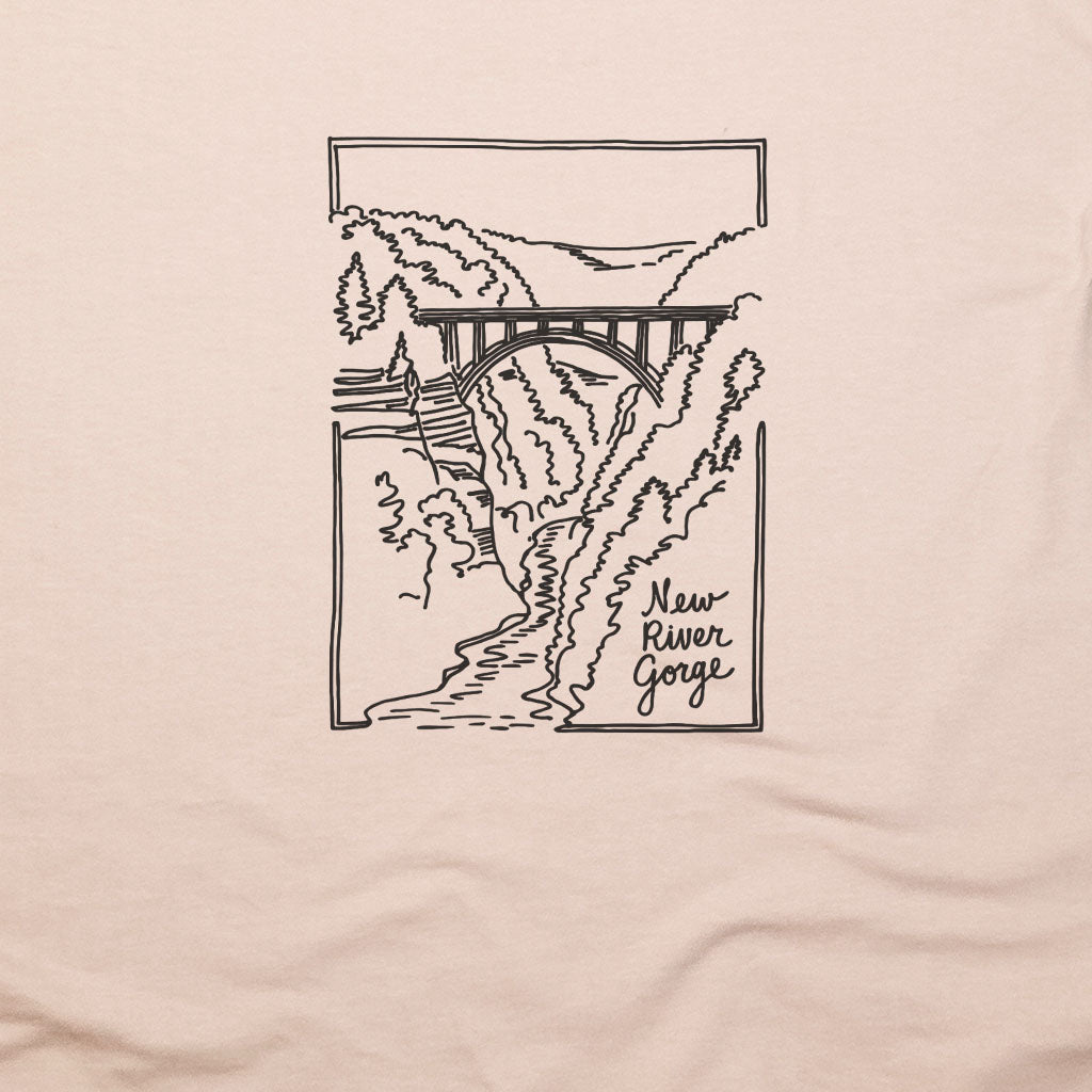 New River Gorge Line Drawing T-Shirt
