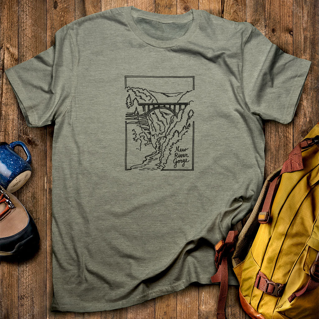 New River Gorge Line Drawing T-Shirt