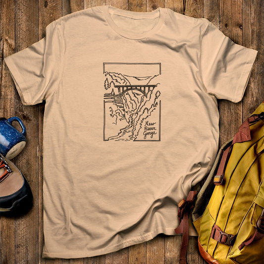 New River Gorge Line Drawing T-Shirt