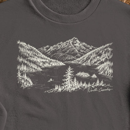 North Cascades Line Drawing Crewneck Sweatshirt