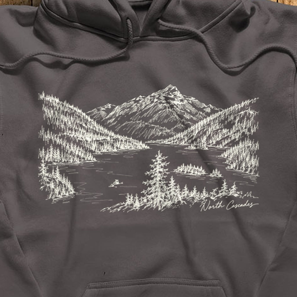 North Cascades Line Drawing Hoodie