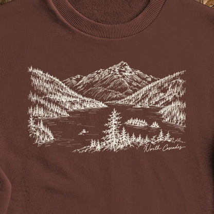 North Cascades Line Drawing Crewneck Sweatshirt