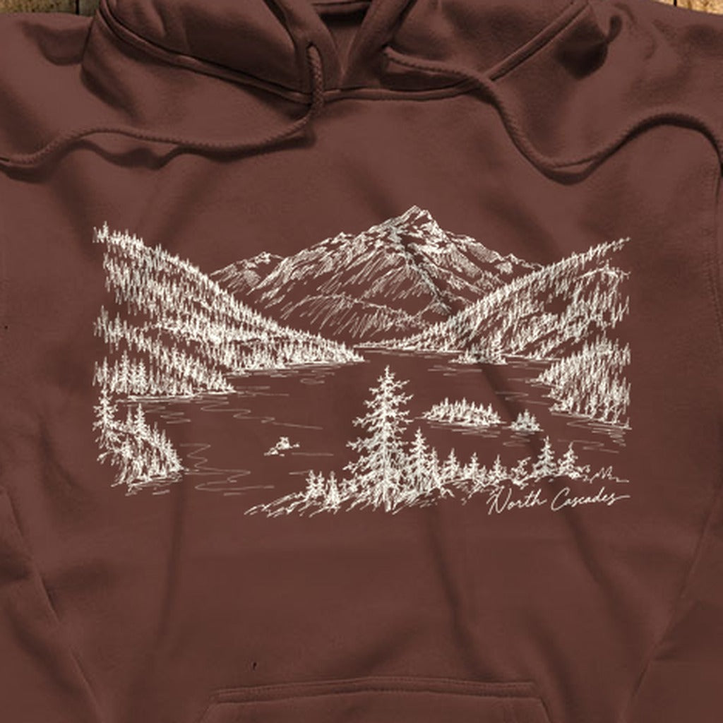 North Cascades Line Drawing Hoodie