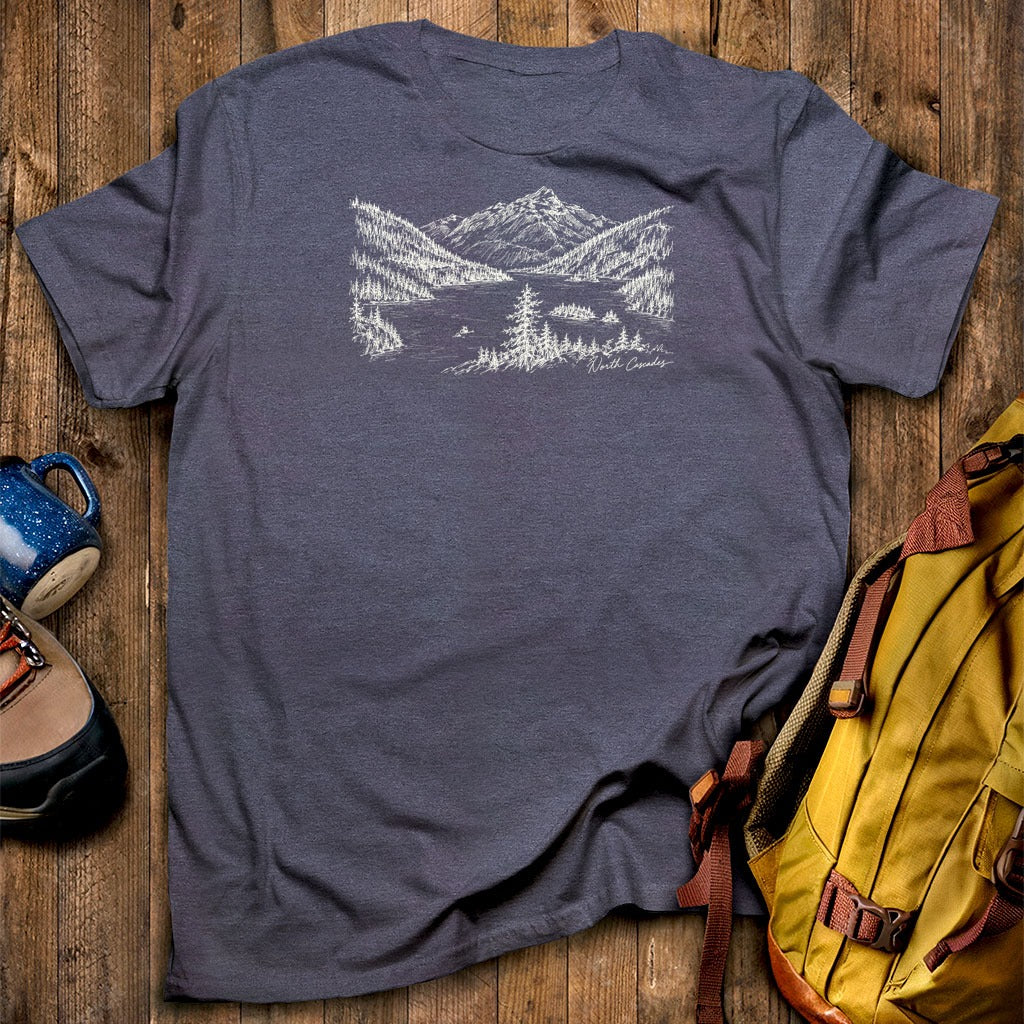 North Cascades Line Drawing T-Shirt