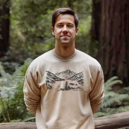 North Cascades Line Drawing Crewneck Sweatshirt