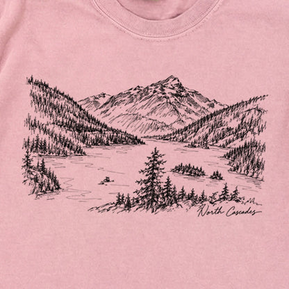 North Cascades Line Drawing Premium Long Sleeve