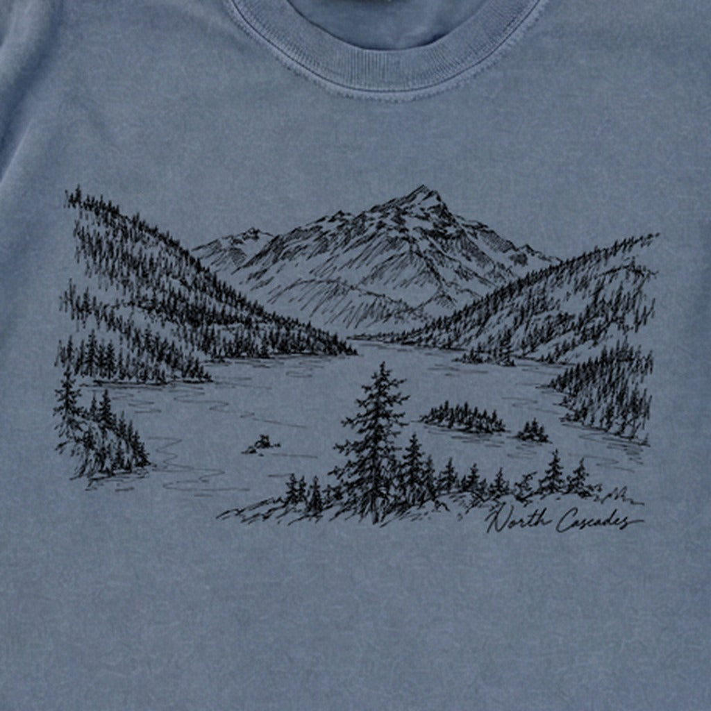 North Cascades Line Drawing Premium Long Sleeve
