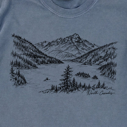 North Cascades Line Drawing Premium Long Sleeve