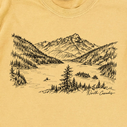 North Cascades Line Drawing Premium Long Sleeve